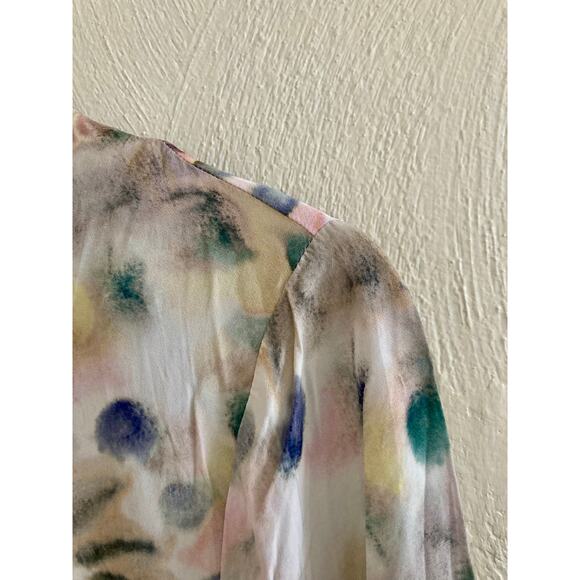 Anthropologie X Kachel Chiara Ruffle Long Sleeve Watercolor Midi Dress 6 (UK 10) - Picture 13 of 16